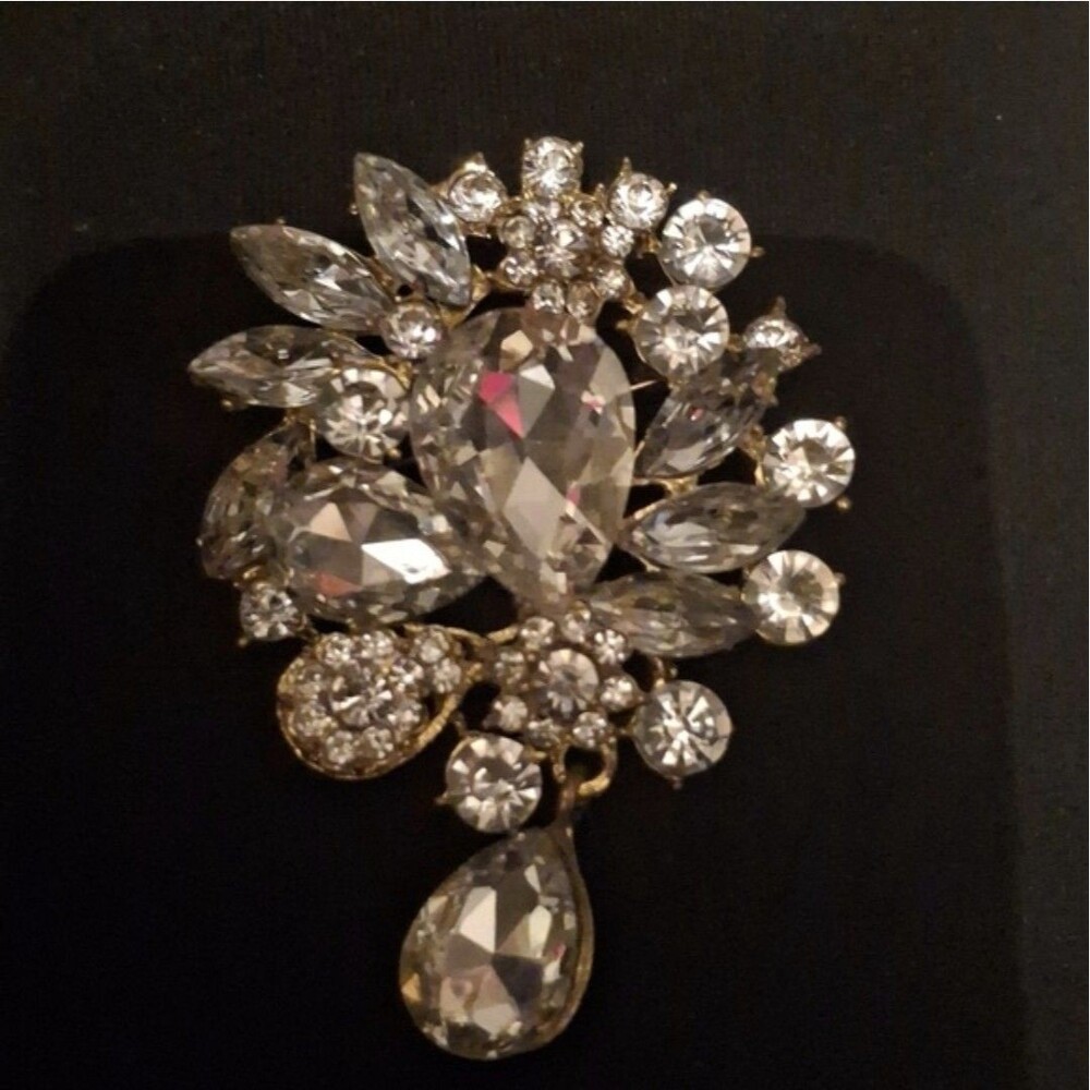 Silver Crystal Brooch Vintage Antique